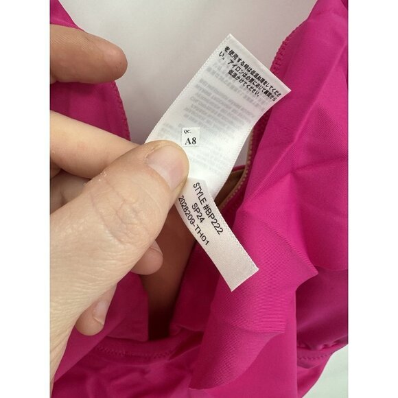 J. Crew Ruched Ruffle One Piece Swimsuit women 16 Radiant Fuchsia Resortwear NEW - Picture 5 of 6